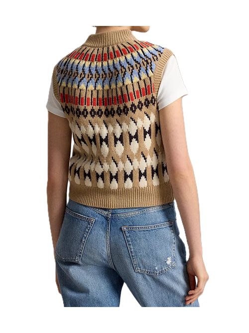 Geo-Motif Wool-Cashmere Mockneck Polo Ralph Lauren | 211-B17741-001CAMEL MULTI
